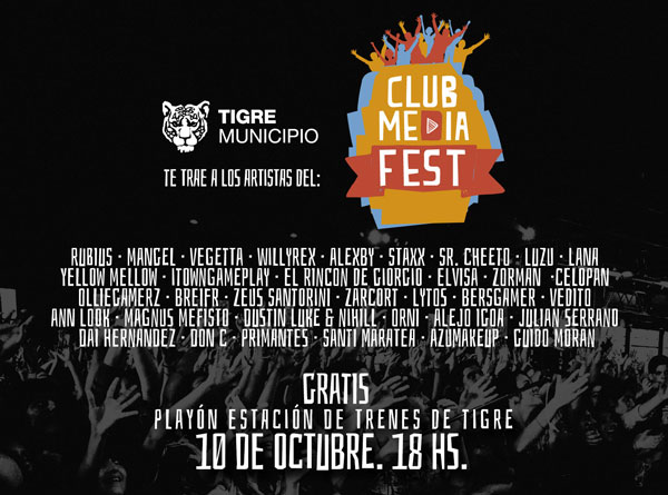 El fenómeno youtuber Club Media Fest visitará Tigre