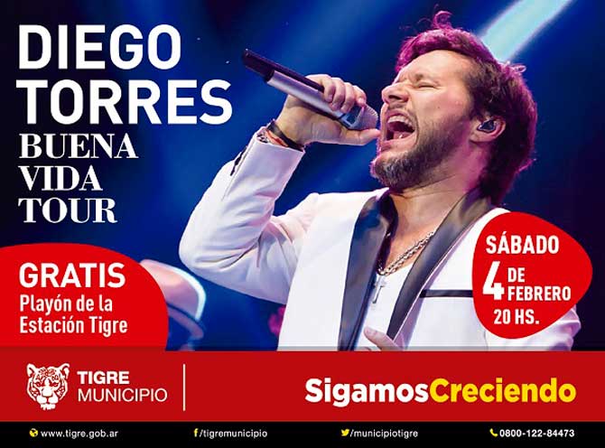 Recital gratuito de Diego Torres en Tigre