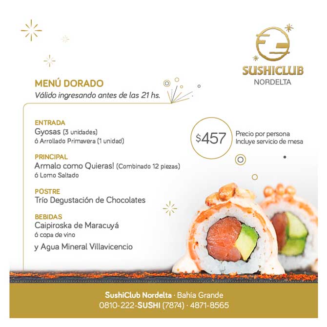 SushiClub Nordelta: beneficio para lectores