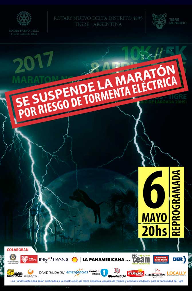 Se reprogramó para mayo la 2° Maratón Nocturna Nuevo Delta