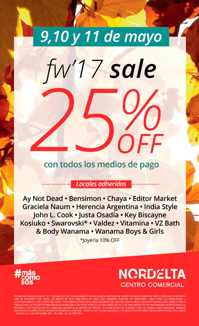 Hasta el jueves, 25% off en Nordelta Centro Comercial