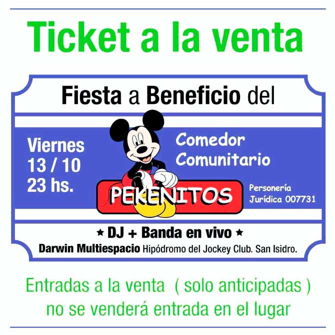 Fiesta a beneficio del comedor Pekeñitos