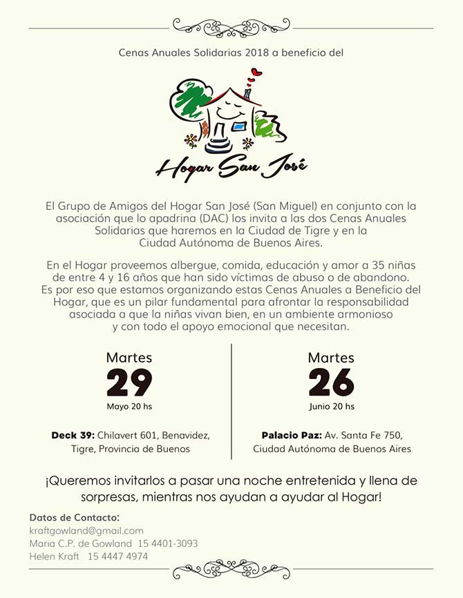 Cena solidaria del Hogar San José