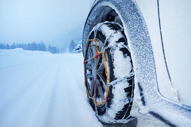 Vacaciones con el auto en la nieve