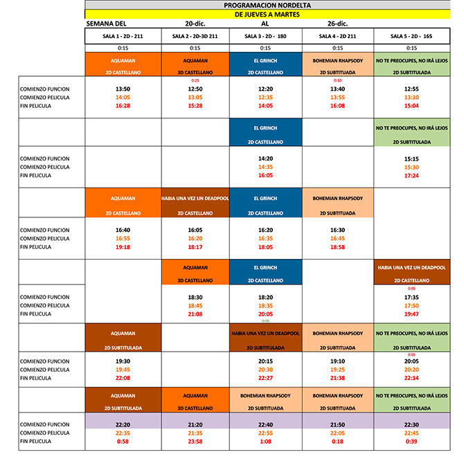 Cartelera Atlas Cines del 20 al 27 de diciembre