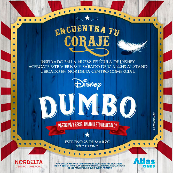 Disfrutá la nueva película de Dumbo en Nordelta Centro Comercial