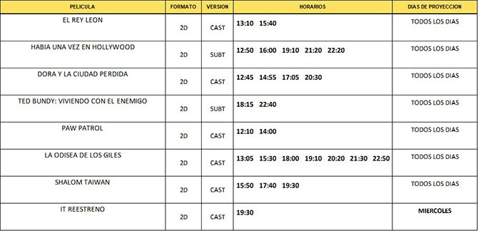 Cartelera Atlas Cines Nordelta del 29 de agosto al 4 de septiembre