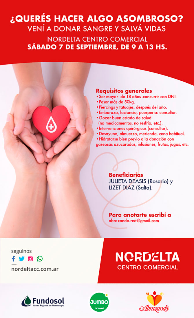 Doná sangre y salva vidas en Nordelta Centro Comercial
