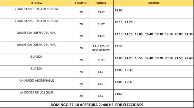 Cartelera Atlas Cines Nordelta del 24 al 30 de octubre