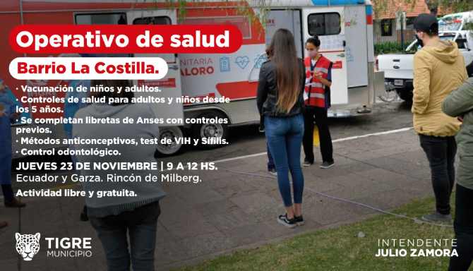 Próximas fechas del móvil sanitario en Tigre