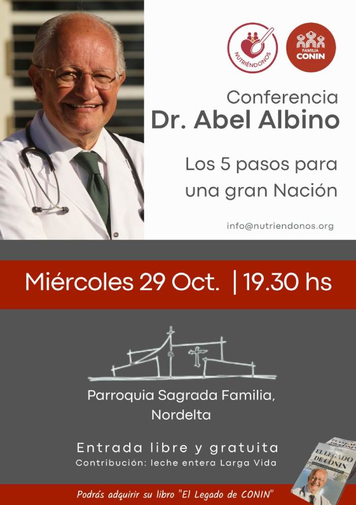 Nutriéndonos invita a una conferencia imperdible del Dr. Abel Albino en Nordelta
