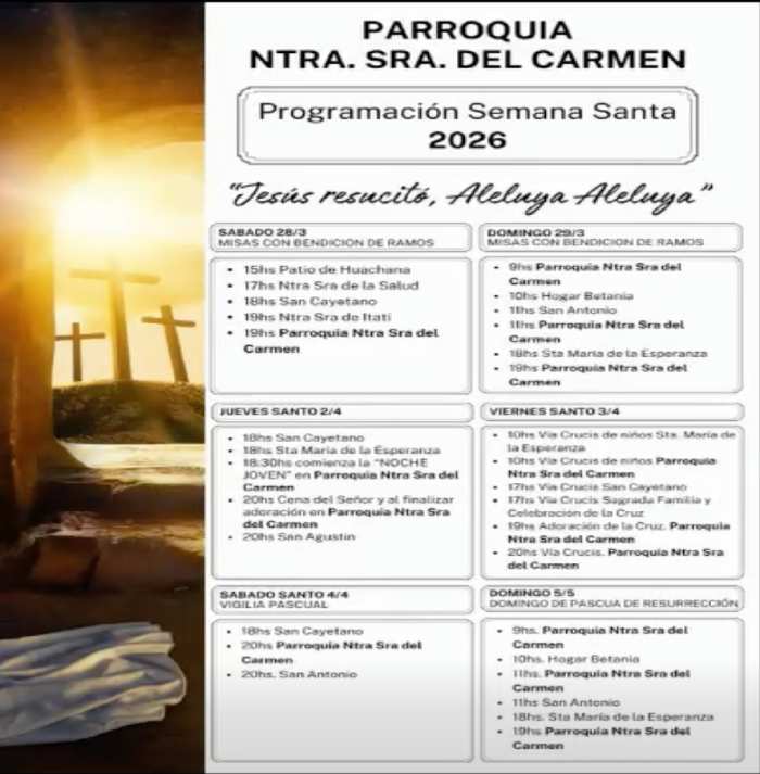 Horarios de misa y celebraciones en Semana Santa 2026