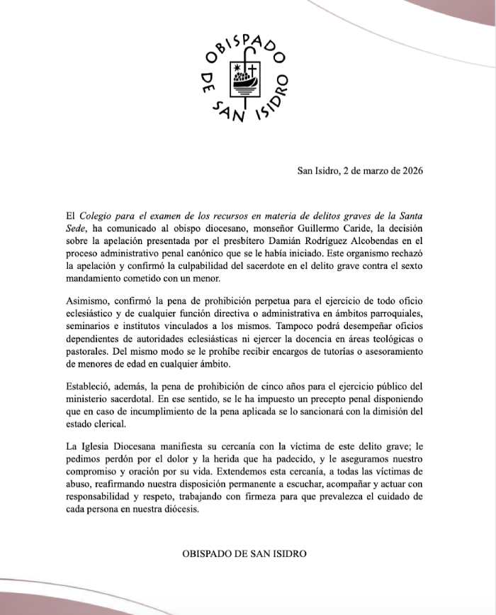 El Vaticano confirmó la culpabilidad del ex sacerdote de Nordelta