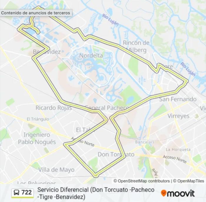 Frecuencia del colectivo 722 en Tigre y alrededores: horarios, recorrido y conexión entre Don Torcuato, Pacheco y Tigre